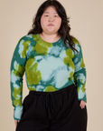 Long Sleeve Baby Tee in Green Magic Waters on Ashley