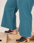Petite Bell Bottoms in Marine Blue pant leg side view close up on Ashley