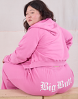 Cropped Zip Hoodie - Bubblegum Pink