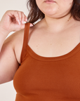 Cropped Cami in Burnt Terracotta front close up on Ashley
