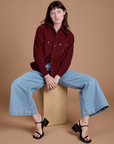 Cropped Corduroy Overshirt - Red Wine