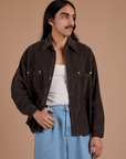 Cropped Corduroy Overshirt - Espresso Brown