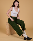 Corduroy Drop Pocket Cargo Pants - Evergreen