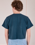 Cropped Burly Tee in Lagoon back view on Quinn