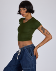 Cropped Baby Tee - Evergreen
