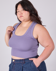 Cropped Tank Top in Faded Grape angled front view on Ashley