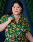 Pond Party Print Jumpsuit front close up on Ashley
