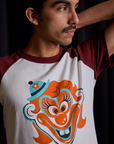 Front close up of Raglan Tee in Clown on Anthony