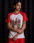 Short Sleeve Raglan Tee in Gates of Hell worn by Anthony