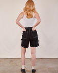 Carpenter Shorts in Basic Black back view on Margaret