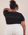 JV Tee in Basic Black back view on Morgan