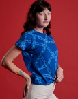 Chain Link Vintage Tee in Royal Blue side view on Alex