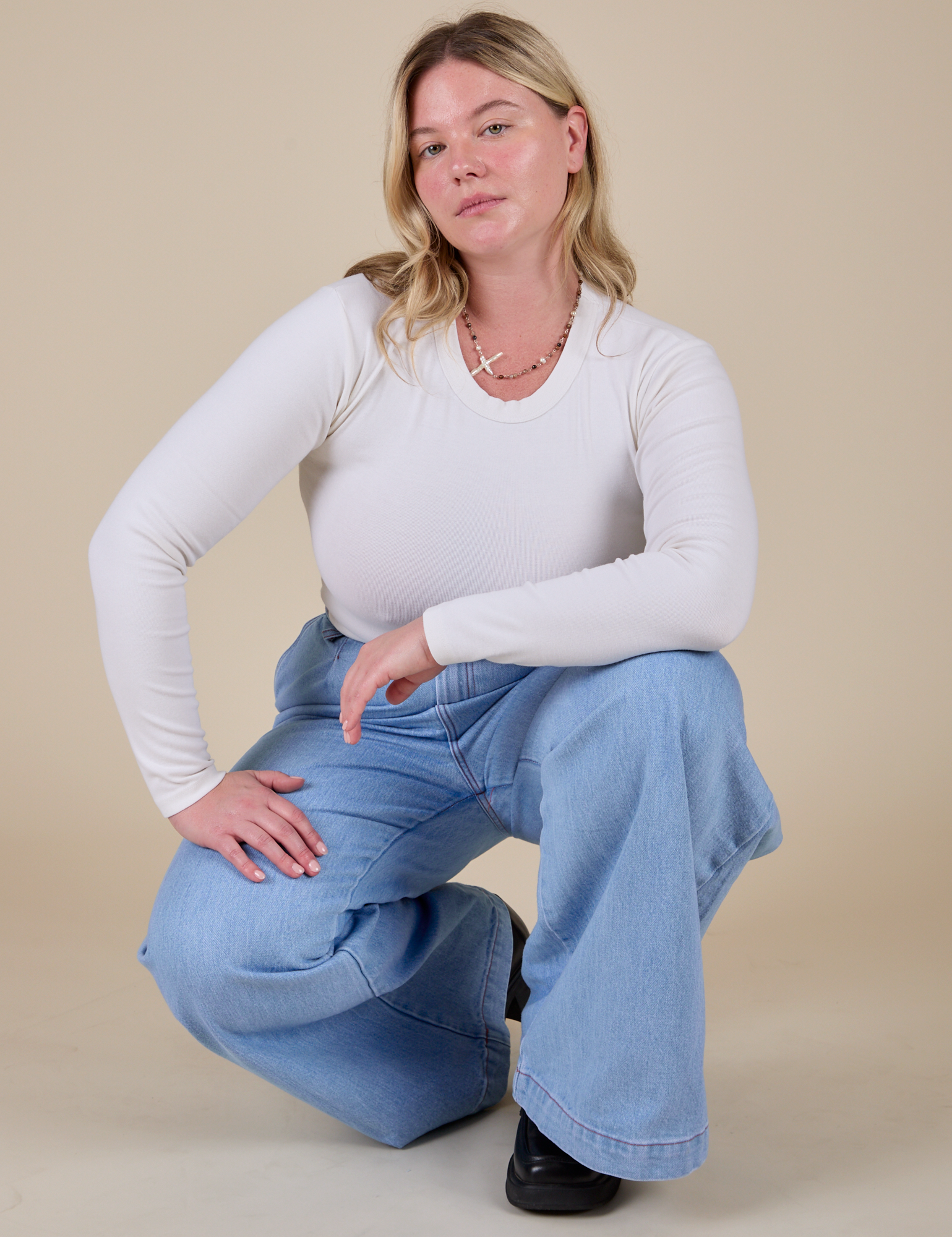 Long Sleeve Baby Tee - Vintage Tee Off-White