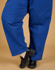 Baggy Mid-Rise Trousers in Royal Blue pant leg close up on Juliet