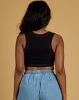 Contrast Stitch Mini Tank - Basic Black
