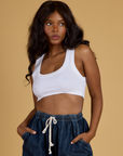 Contrast Stitch Mini Tank - Vintage Tee White