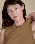Muscle Tee in Desert Brown front close up on Alex