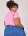 Organic Vintage Tee in Bubblegum Pink back view on Morgan