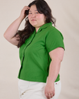 Pantry Button-Up in Kelly Green side view on Ashley