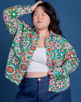 Cropped Overshirt in Quilt Print on Ashley