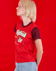 Vintage Tee in Cherry Soda side view of on Madeline