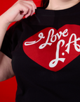 I love LA Tourist Tee close up on Marielena
