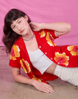 Paintstamped Pantry Button-Up in Mustang Red