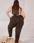 Rolled Cuff Sweat Pants in Espresso Brown back view on Marielena