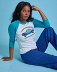 Kandia is wearing Taxi Raglan Tee in San Francisco
