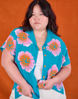 Paintstamped Pantry Button-Up in Hawaiian Blue on Ashley