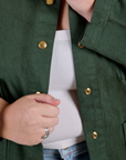 Denim Work Jacket in Swamp Green close up