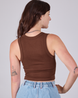 Cropped Tank Top in Fudgesicle Brown back view on Alex