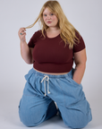 Cropped Baby Tee - Red Wine