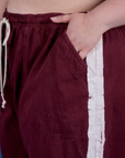 Painted Drop Pocket Cargo Pants - Red Wine