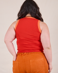 Colorblock Cropped Tank in Mustang Red back view on Ashley