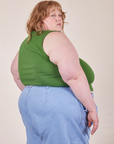 Side view of Cropped Tank Top in Lawn Green worn by Catie