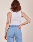 Back view of Cropped Tank Top in Vintage Off-White worn by Alex
