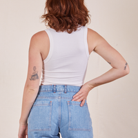 Back view of Cropped Tank Top in Vintage Off-White worn by Alex