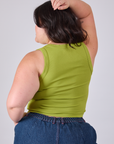 Cropped Tank Top in Gross Green back view on Ashley