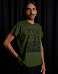 Angled front view of Vintage Tee in Papercut on Anthony
