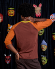 Raglan Tee in Jack-O-Lantern back view on Jerrod