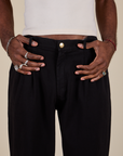 Heavyweight Trousers in Basic Black front close up on Jerrod