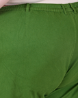 Back close up of Heavyweight Trousers in Lawn Green on Catie