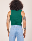 Back view of Cropped Tank Top in Hunter Green on Jesse