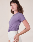 Side view of Jr. Varsity Tee in Faded Grape on Alex