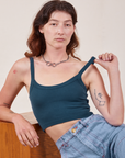 Alex is wearing Cropped Cami in Lagoon