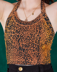 Front close up of  Leopard Print Halter Top on Hana