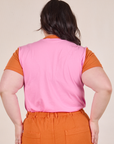 Mismatched Tee in Pink & Orange back view on Alex