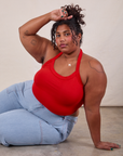 Halter Top in Mustang Red on Morgan