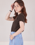 Organic Vintage Tee in Espresso Brown side view on Hana